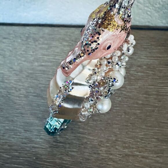 Robert Stanley Glass Seahorse Pearl Jeweled Christmas Holiday Ornament - Picture 3 of 3